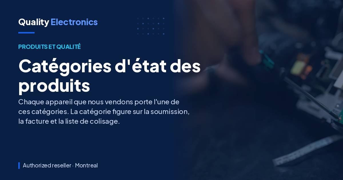 Catégories d'état des produits